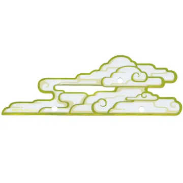Cloud, 3 Holes, Yellow and Gold Trim Print