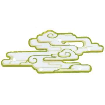 Cloud, 5 Holes, Gap at Top, Yellow and Gold Trim Print