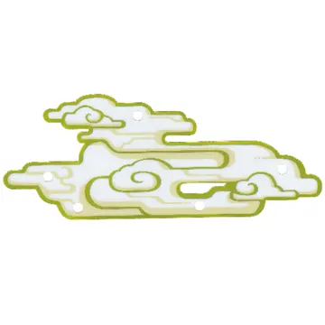 Cloud, 5 Holes, Gap at Bottom, Yellow and Gold Trim Print