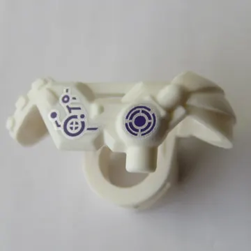 Minifig Neckwear Armor Shoulder Pads with Scabbard for Two Katanas with Silver and Dark Purple Industrial Print