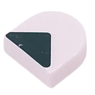 Tile Round 1 x 1 Half Circle with Dark Green Triangle print
