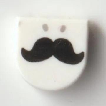 Tile 1 x 1 Half Circle with Black Mustache print