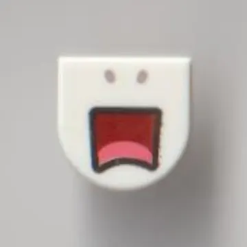 Tile 1 x 1 Half Circle with Scared Face, Open Mouth print