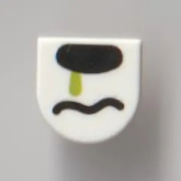 Tile 1 x 1 Half Circle with Snout, Lime Snot print