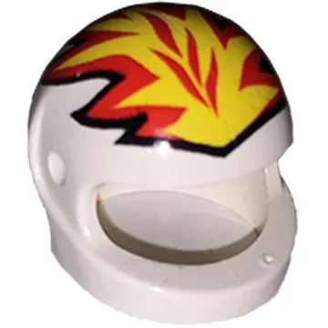 Helmet, Standard with Flames Yellow and Red Print