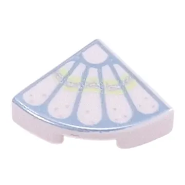 Tile Round 1 x 1 Quarter with Feathers on Metal Blue Background, Yellowish Green / Silver Band print