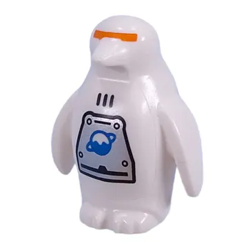 Animal, Bird, Penguin with Orange Slit for Eyes, Ice Planet Logo on Silver Metal Plating print