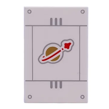 Tile 2 x 3 with Classic Space Logo, Silver Lines print