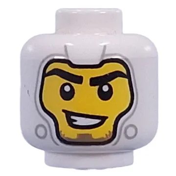 Minifig Head Facemask, Yellow Face, Black Eyebrows, Breathing Mask / Crooked Smile