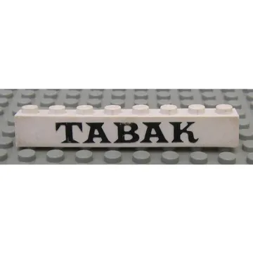 Brick 1 x 8 without Bottom Tubes with Cross Side Supports with 'TABAK' Thick Serif Black Print