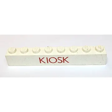 Brick 1 x 8 without Bottom Tubes with Cross Side Supports with 'KIOSK' Thin Red Print