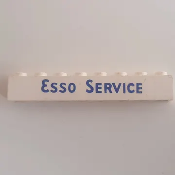Brick 1 x 8 with 'ESSO SERVICE' Short Blue Print