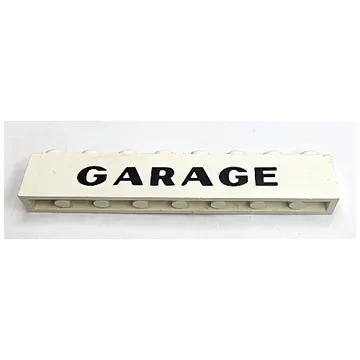 Brick 1 x 8 with 'GARAGE' with Elaborate 'G' Sans-Serif Thick Print