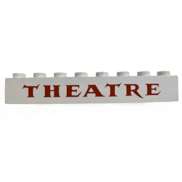 Brick 1 x 8 with 'THEATRE' Red Print