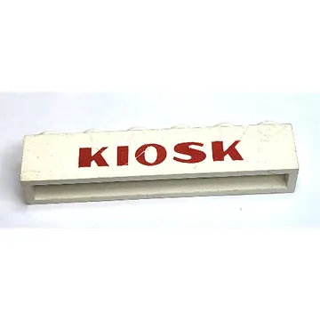 Brick 1 x 6 without Bottom Tubes with Cross Side Supports with 'KIOSK' Sans-Serif Thick Red Print