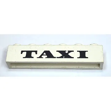 Brick 1 x 6 without Bottom Tubes with Cross Side Supports with 'TAXI' Thick Print