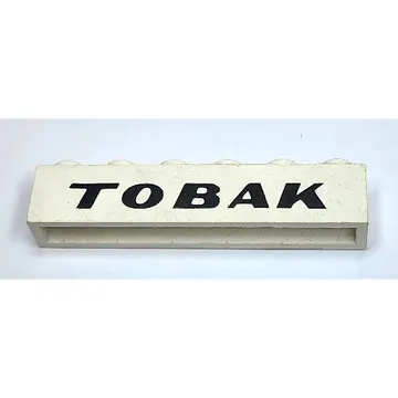 Brick 1 x 6 without Bottom Tubes with Cross Side Supports with 'TOBAK' Italic Black Print