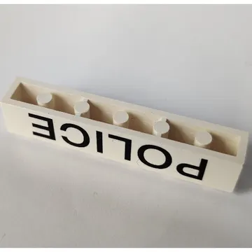 Brick 1 x 6 with Bottom Tubes and 2 Lowered Cross Supports with 'POLICE' Thin Black Print