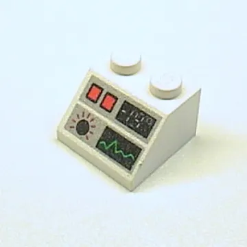 Brick Sloped 45° 2 x 2 with Heart Monitor, Red Buttons, and -19 Print