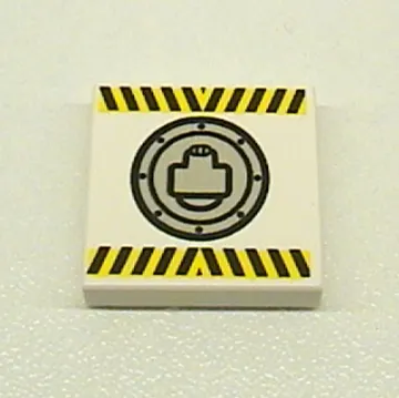 Tile 2 x 2 with Black and Yellow Danger Stripes and Round Hatch Print