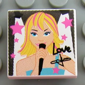 Tile 2 x 2 with 'Love' and Female Singer Print