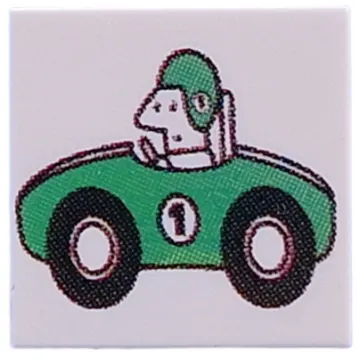 Tile 2 x 2 with Green Race Car print