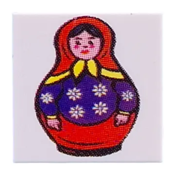 Tile 2 x 2 with Red Matrjoschka Doll print