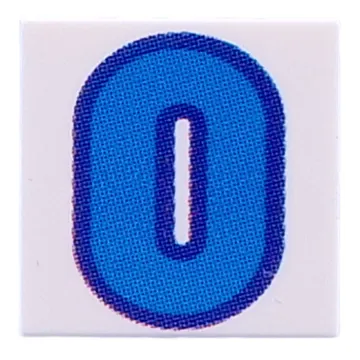 Tile 2 x 2 with Blue '0' print