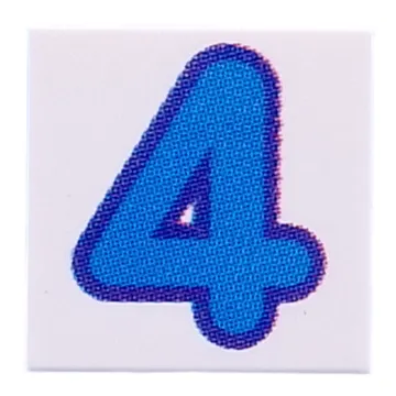Tile 2 x 2 with Blue '4' print