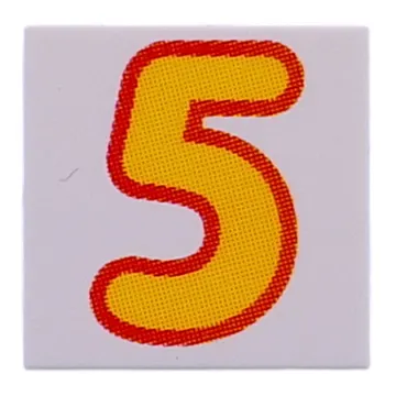 Tile 2 x 2 with Bright Light Orange '5' print