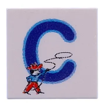 Tile 2 x 2 with Blue 'C', Cowboy print