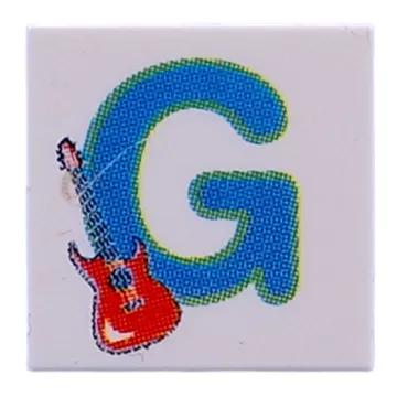 Tile 2 x 2 with Blue 'G', Guitar print