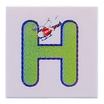 Tile 2 x 2 with Lime 'H', Helicopter print