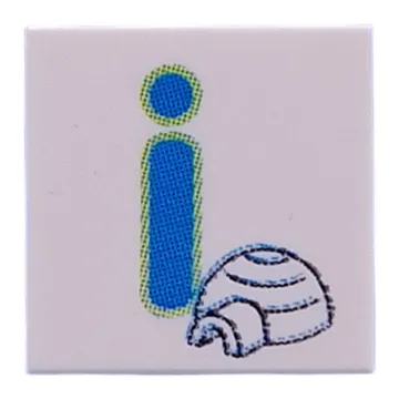 Tile 2 x 2 with Blue 'I', Igloo print