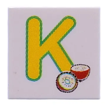 Tile 2 x 2 with Yellow 'K', Kiwi print