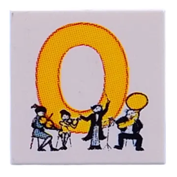 Tile 2 x 2 with Yellow 'O', Orchestra print