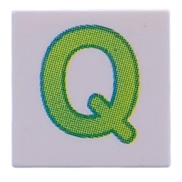 Tile 2 x 2 with Lime 'Q' print