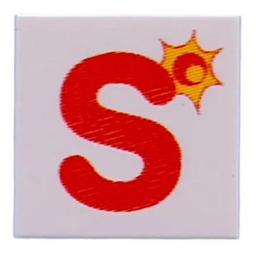 Tile 2 x 2 with Red 'S', Sun print