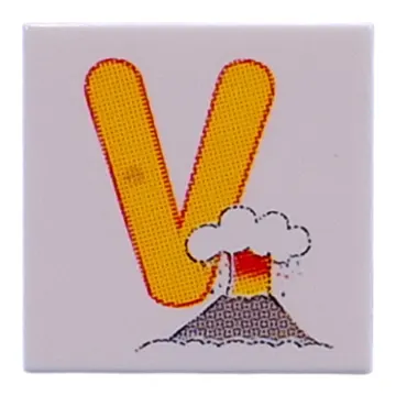 Tile 2 x 2 with Yellow 'V' print