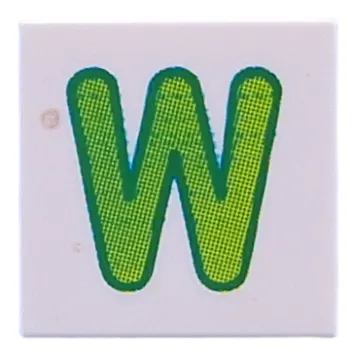 Tile 2 x 2 with Lime 'W' print