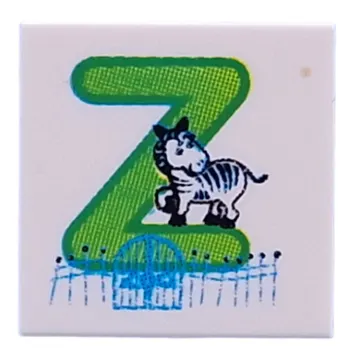 Tile 2 x 2 with Lime 'Z', Zebra print