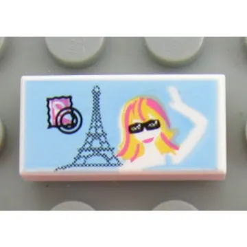 Tile 1 x 2 with Eiffel Tower and Girl Waving Print