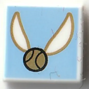 Tile 1 x 1 with Golden Snitch, Bright Light Blue Background print