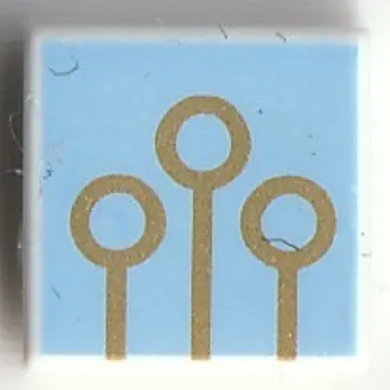 Tile 1 x 1 with 3 Gold Quidditch Hoops, Bright Light Blue Background print