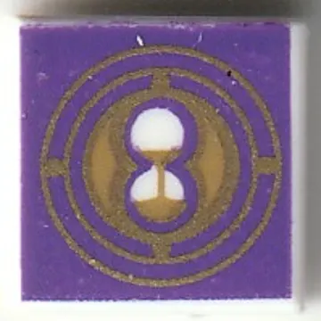 Tile 1 x 1 with Gold Hourglass, Dark Purple Background print