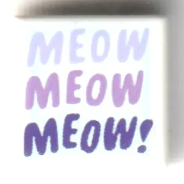 Tile 1 x 1 with Lavender/Medium Lavender/Dark Purple 'MEOW!' print on Light Aqua Background print