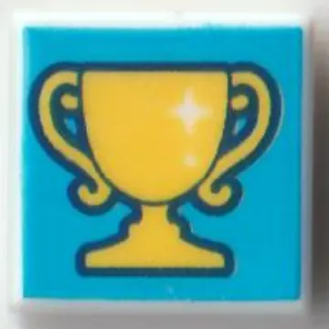 Tile 1 x 1 with Yellow Trophy on Dark Azure Background print