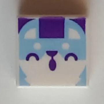 Tile 1 x 1 with Medium Azure Fox print