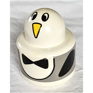 Primo Brick 1 x 1 with Round Rattle, Penguin print