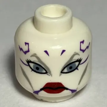 Minifig Head Asajj Ventress, Blue Eyes, Red Lips and Dark Purple Markings Print